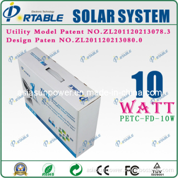 Solar Power System with LED Light Mini Solar System with Mobile Charger (PETC-FD-10W)